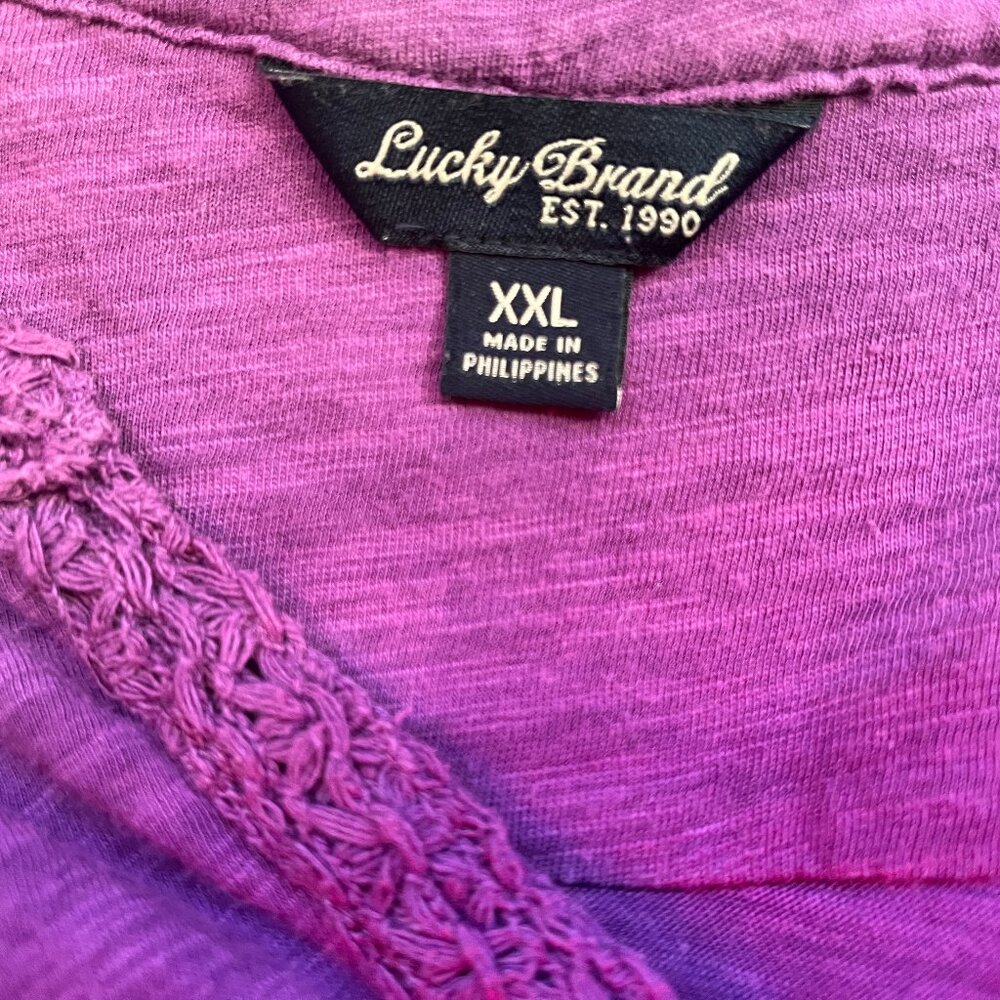 Lucky Brand women's top - 3/4 sleeve purple Size XXL